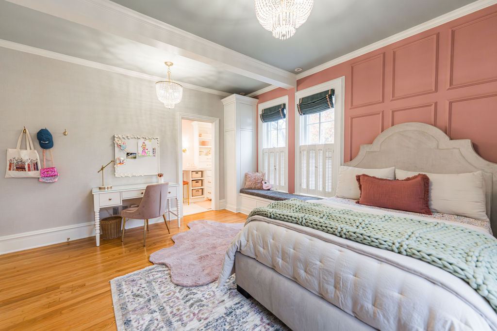 Fulton Geneva — bedroom hallway and original staircase with painted balusters in historic Geneva home renovation